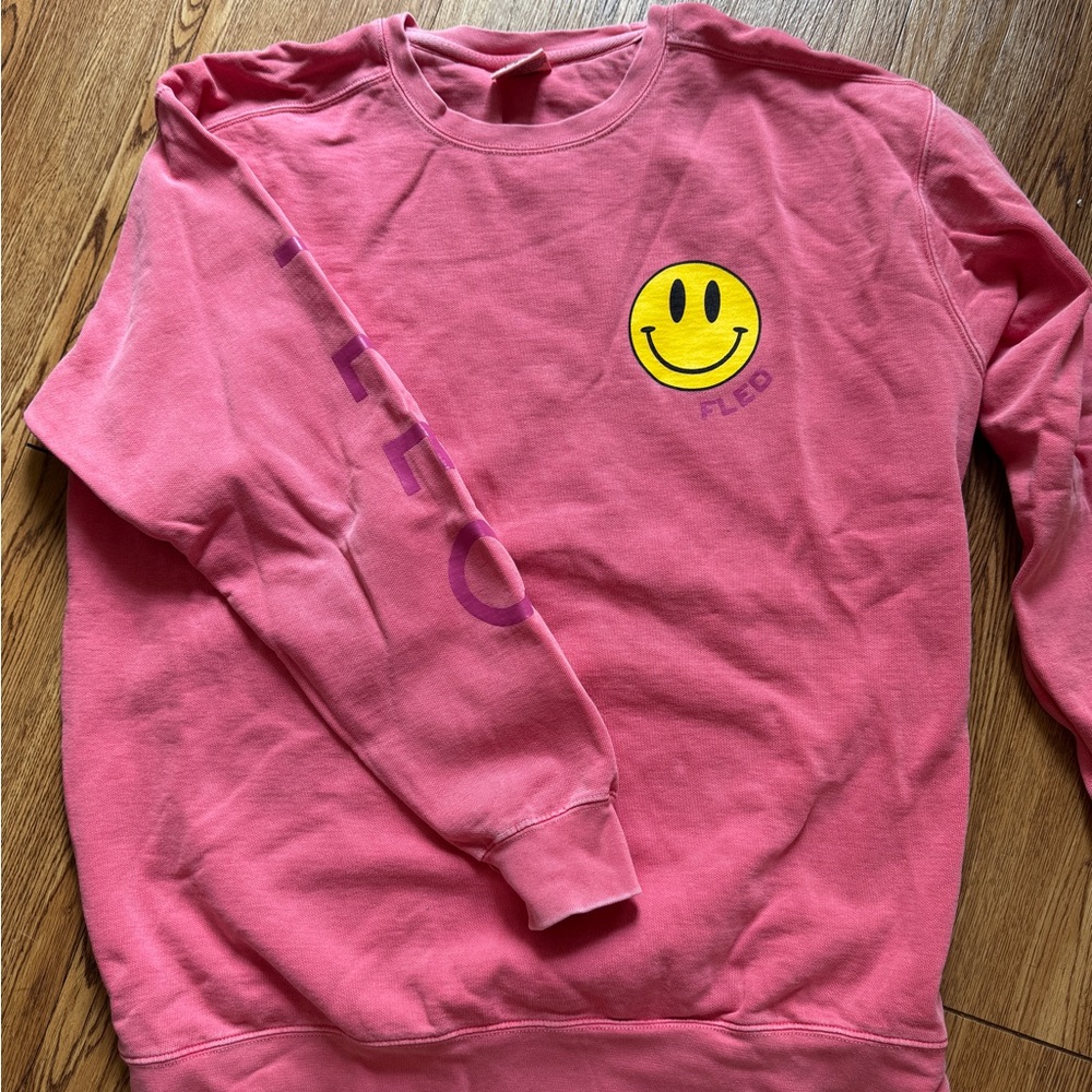 Fleo Pink Sweatshirt with Yellow Smiley